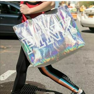 PINK IRIDESCENT REUSABLE TOTE GYM TOTE